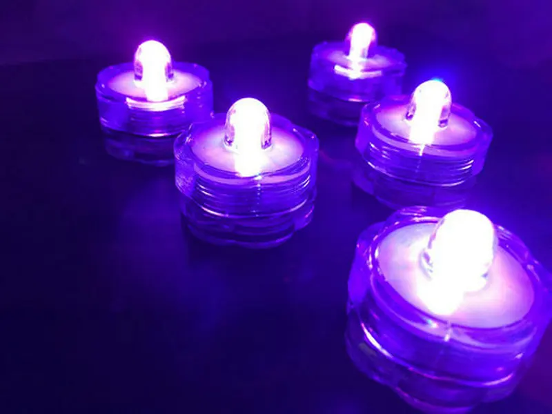 24 шт./лот батарея работает Led чайный водопогружной фонарик водостойкий tealight Свадебная вечеринка беспламенный подсвечник свеча floralytes-фиолетовый