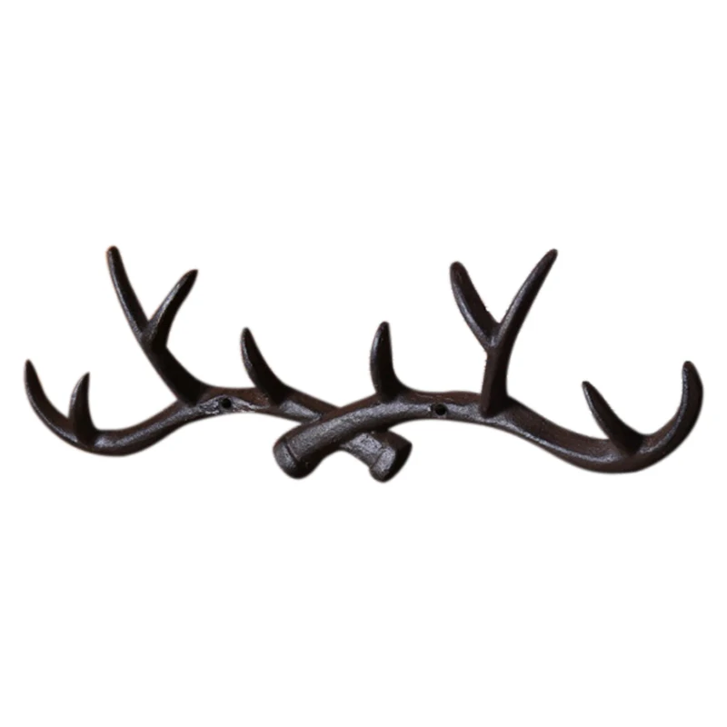 

Cast Iron Antler Wall Hook Hanger Home Decoration Elk Coat Hat Scarf Rack