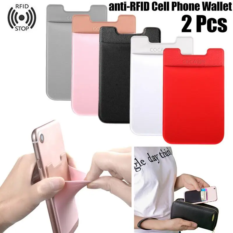 2 Pcs Elastic Lycra Cell Phone Wallet Credit ID Card Holder Pocket