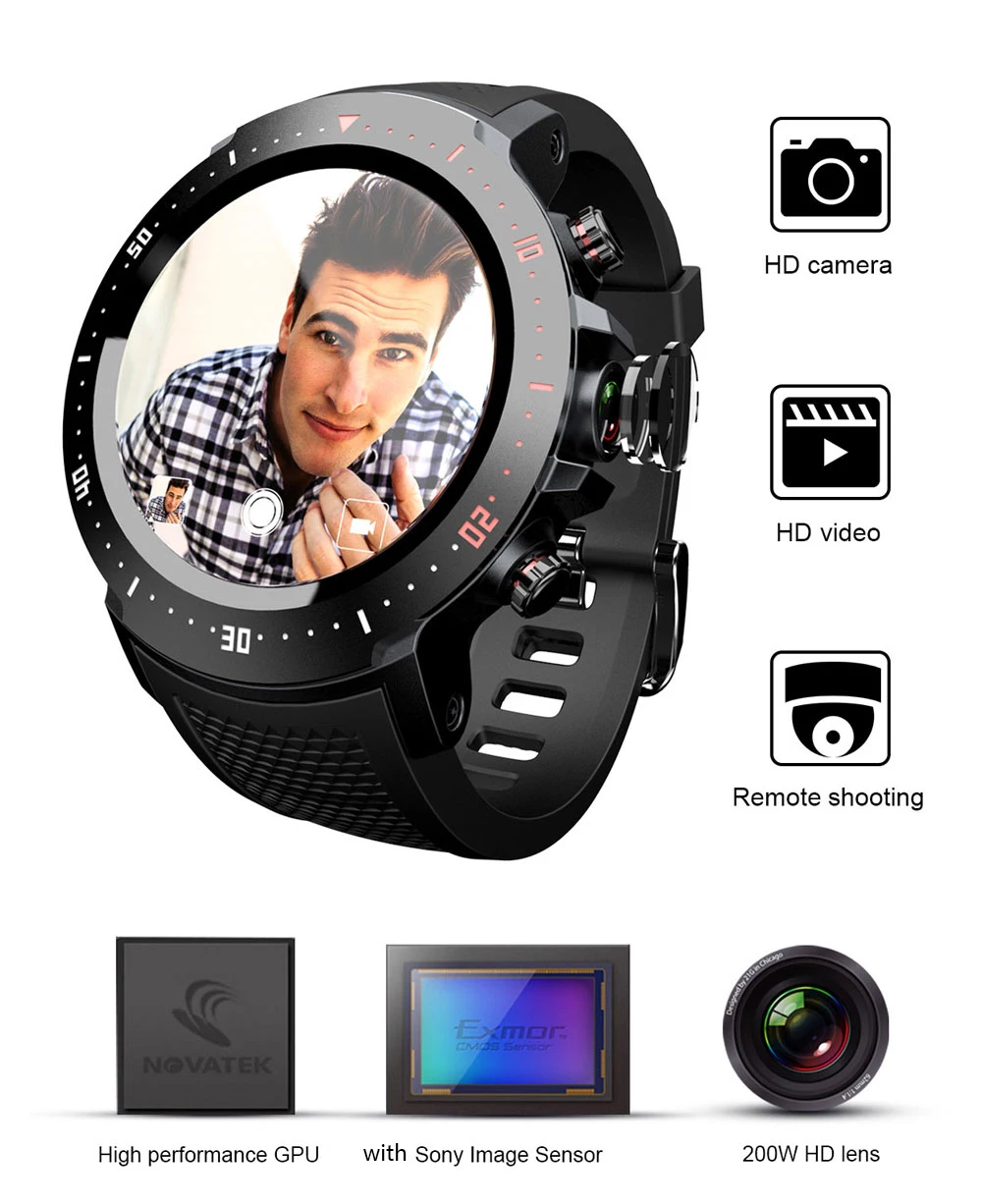 

LOKMAT 4G LTE Smart Watch men Phone Android 7.1 1GB+16GB 2MP Camera Watch GPS SIM WiFi BT4.0 Waterproof Sports watch