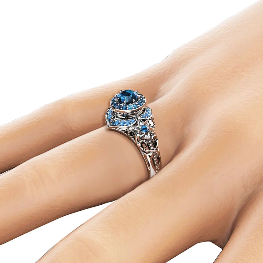 14K золото алмазный Сапфир кольца для женщин Anillos Свадебные Bizuteria украшение кольцо