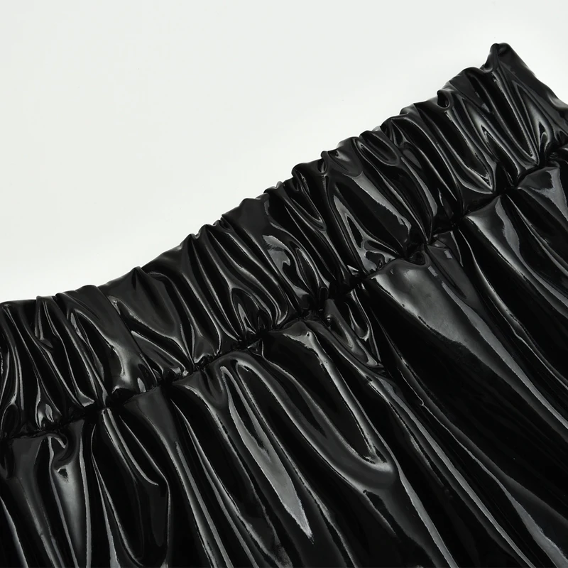 Высокая талия блестящие узкие брюки из искусственной кожи эластичные обтягивающие кожаные брюки резиновые Мокрый Вид боковой Сплит лодыжки молнии размера плюс над размером