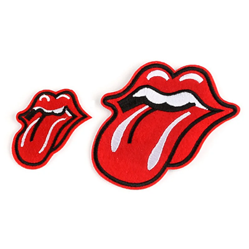 

Iron-on Patches embroidery appliques Embroidered patch for clothing Rolling StoneTongue cloth paste Motif Craft subsidies