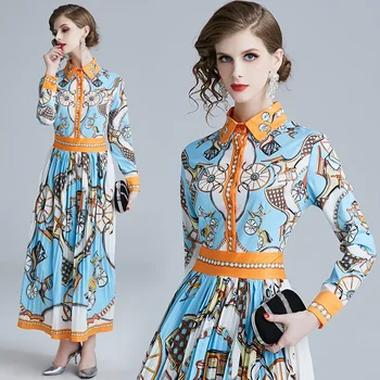 

Fashion Runway Designer Summer Dress Women's Animal Floral Print Pleated Vintage Dress pleated