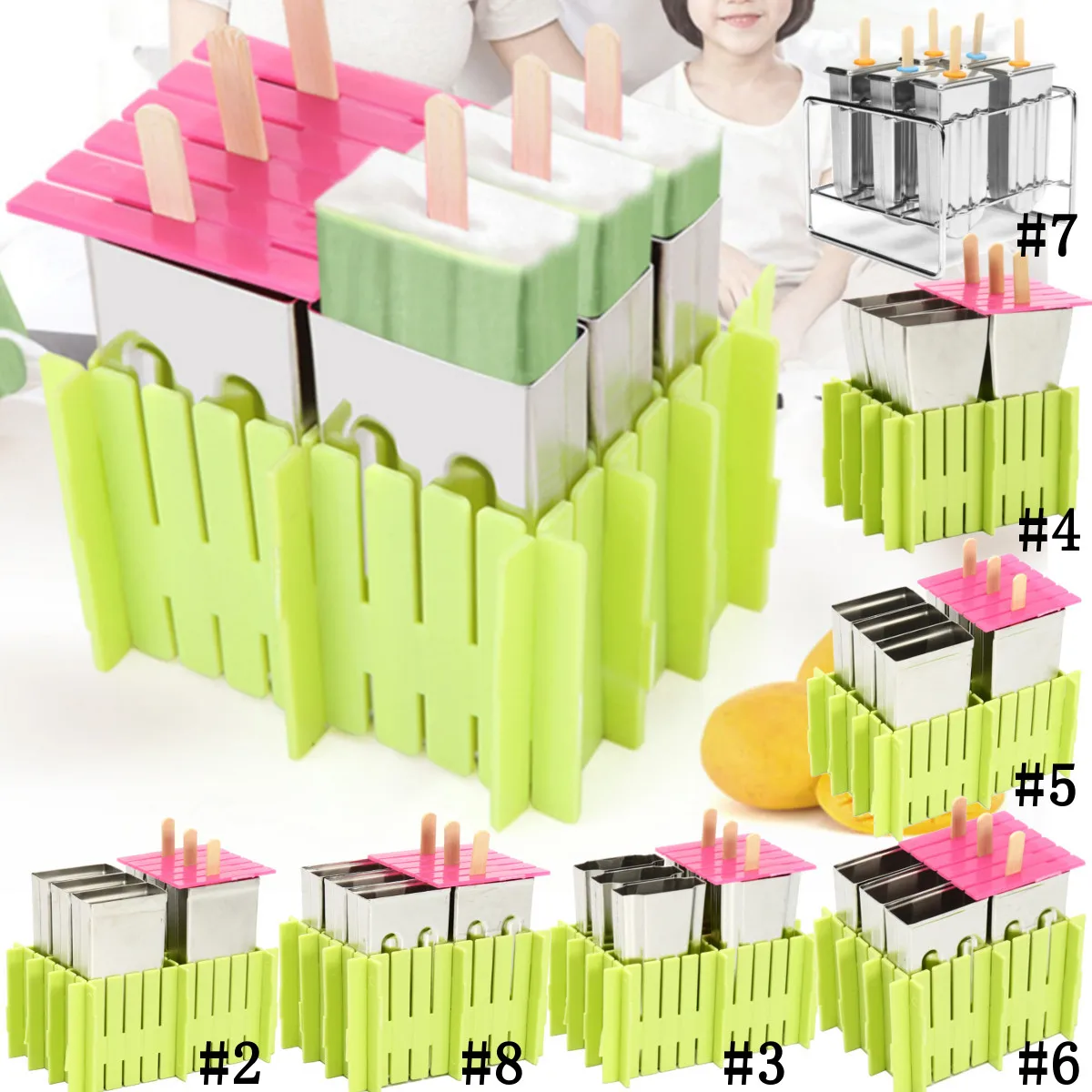

6 Molds Stainless Steel DIY Ice Cream Mould Popsicle Ice Cream Make Tool Silver Home Ice Cream Maker Stick Holder Mould New