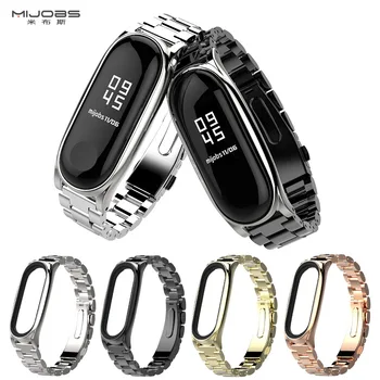 

Mijbos Applies Millet Bracelet 3 Metal Wrist Strap Plus Three Bead with Stainless Steel Strap Fashion Watch Case For MI Band 3