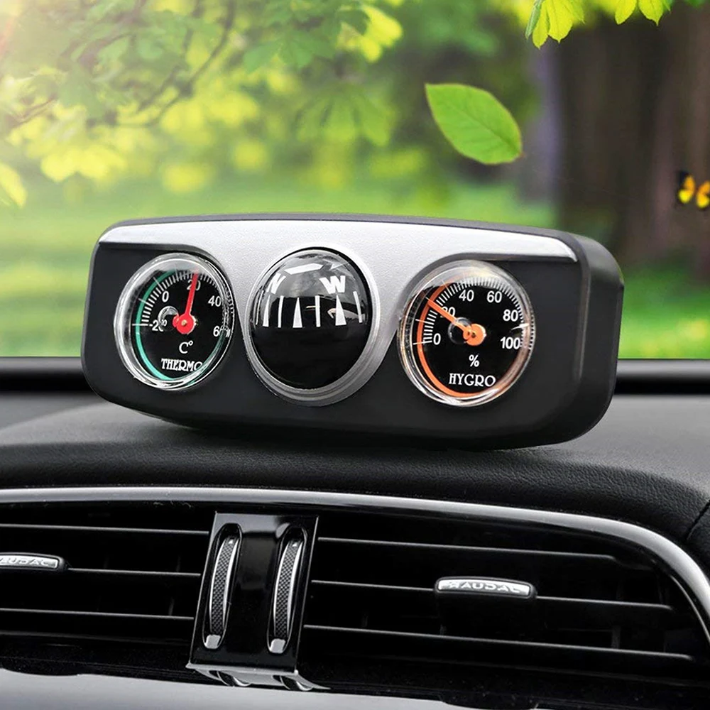 

3 in 1 Car Compass with Thermometer and Hygrometer Navigation Dashboard Car Decoration