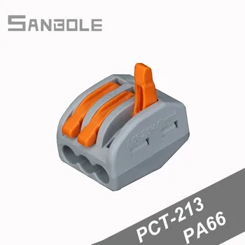 

PCT-213 Wire Connector Universal Connection Terminal Block General Purpose Electrical Terminale 3 Pins (100pcs)