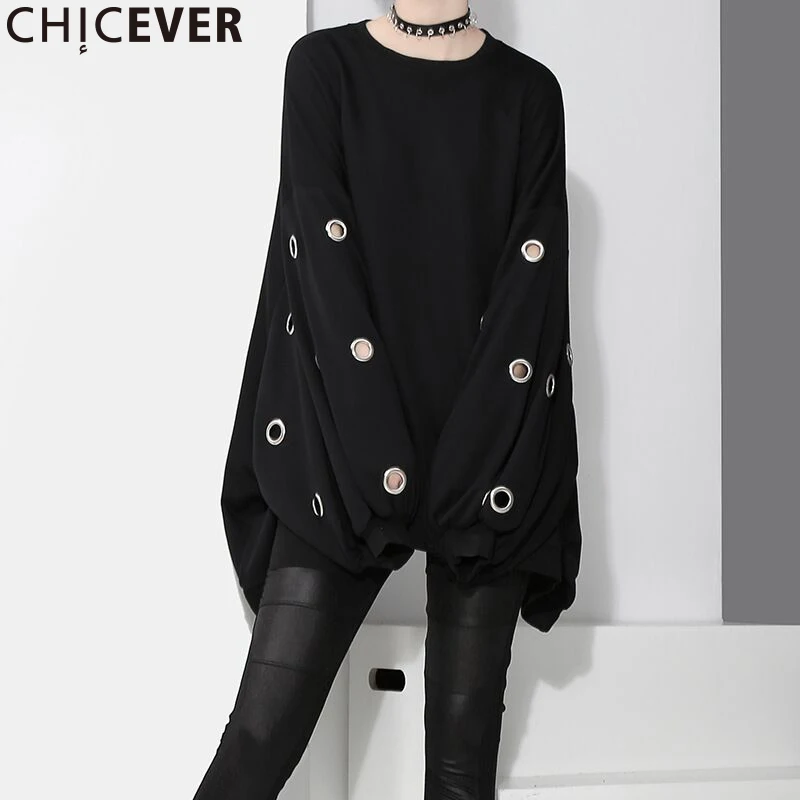 CHICEVER осень 2017 г. пуловеры для женщин длинные женские Толстовка топ фонари рукавом