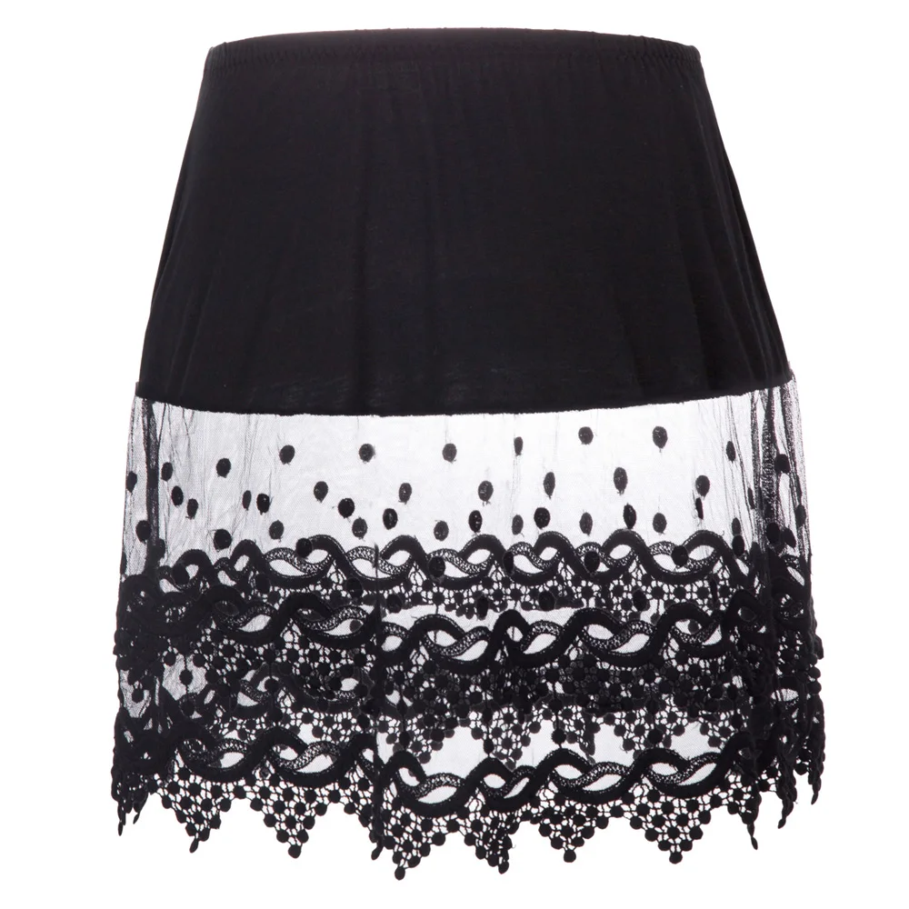 

GK Women skirt summer party petticoat underskirt Sheer Lace Trim Rayon Tops Extender Half Slip Mini Skirt ladies faldas cortas