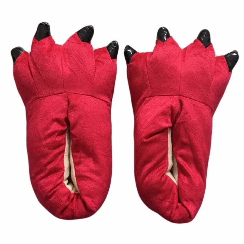 Animal Slippers For Kids Adults Kigurumi Winter Warm Cartoon Pajama Shoes Cartoon Dinosaur Giraffe Cow Tiger Onesie Paw Slippers