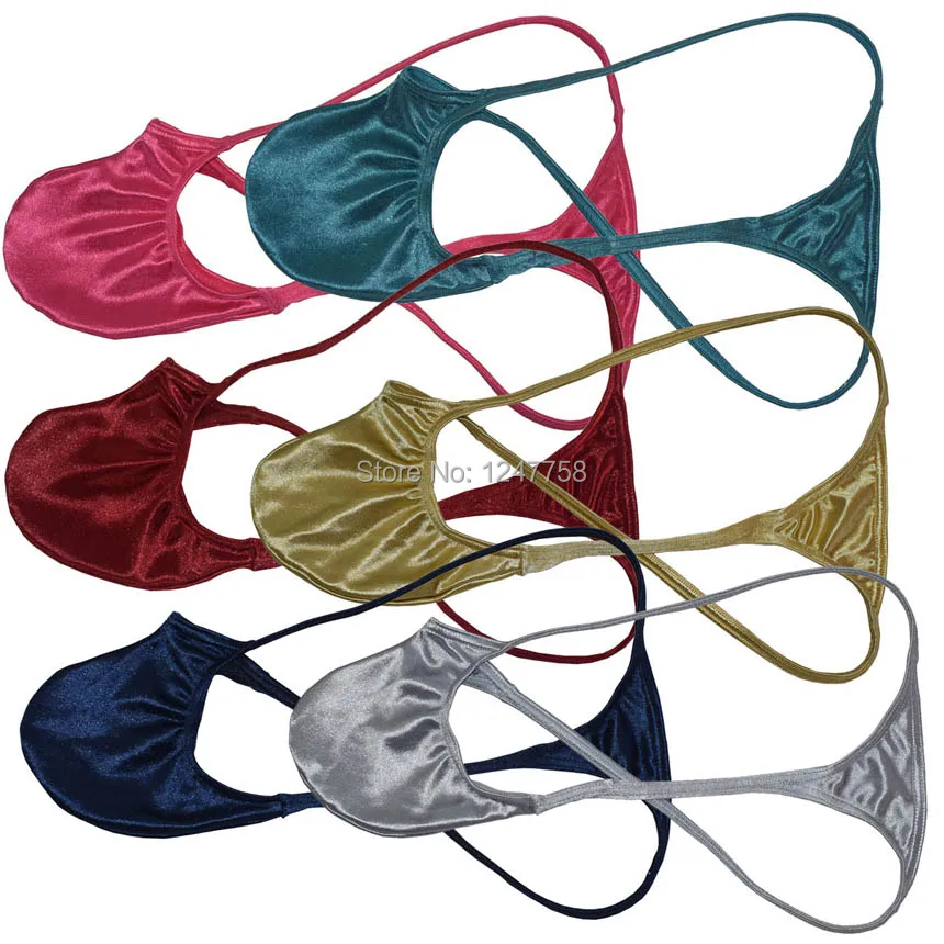 

Gay Mini Tangas Men Bulge Pouch T-back Underwear Shiny Micro String Thongs