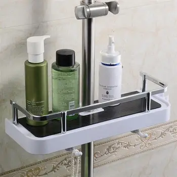 

Rectangle Bathroom Shelves Shower Storage Rack Holder Shampoo Tray Bathroom Shelves Single Tier Shower Head Holder