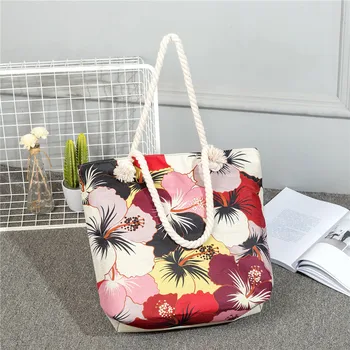 

Miyahouse Printing Women Handbag Summer Flower Casual Wild Canvas Beach Bag Women Large Capacity Daily Shopping Bag Female