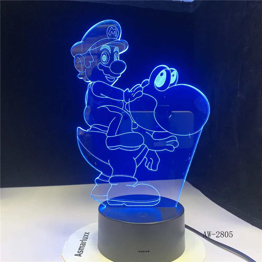 3D светодиодсветодиодный USB лампа Yoshi Mario мультяшная игровая фигурка Супер