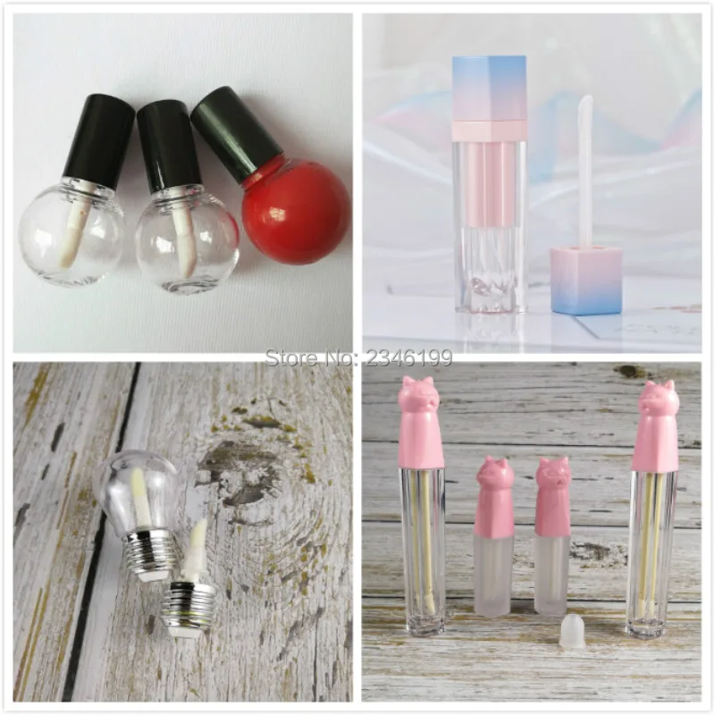 

Lip Glaze Tube 5ml Empty Transparent Bulb Pink Bear Lipgloss Packaging Spherical Lip Glaze Container Empty Lipgloss Tube 50pcs