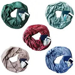 Шарф Для женщин осень новые женские шарф Multi Цвет боксе молнии Портативный Карманный шарф молния дизайн модные теплые нагрудник