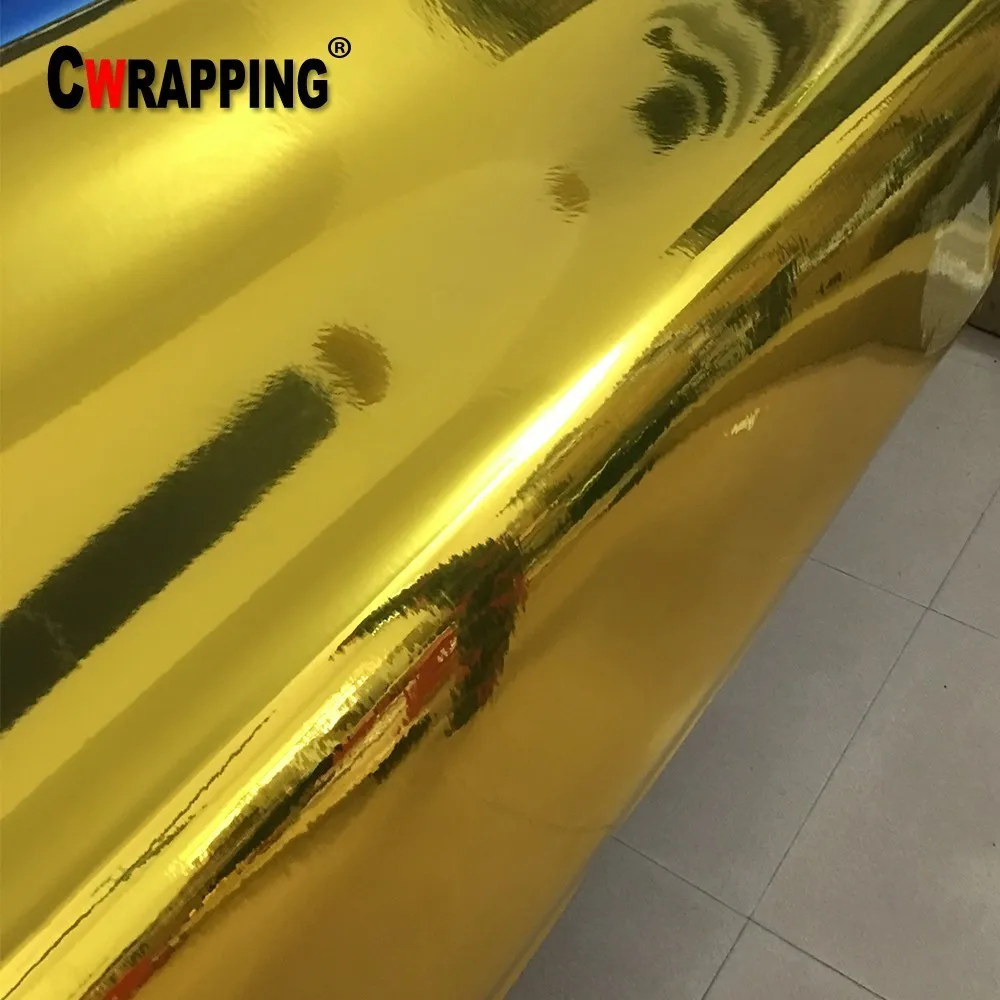  50cmx500cm High Stretched Gold Chrome Mirror Film Car Decoration DIY Wrapping Sheet Auto Stickers D