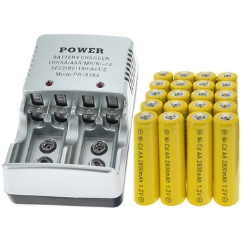 

20pcs 2800mAh 1.2v AA Rechargeable Battery NiCd Solar Light + Charger
