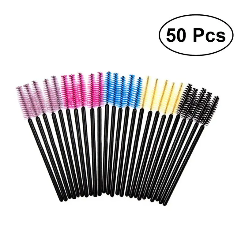 

50pcs Multicolor Disposable Mascara Wands Eyelash Eye Lash Brush Makeup Applicators Kit