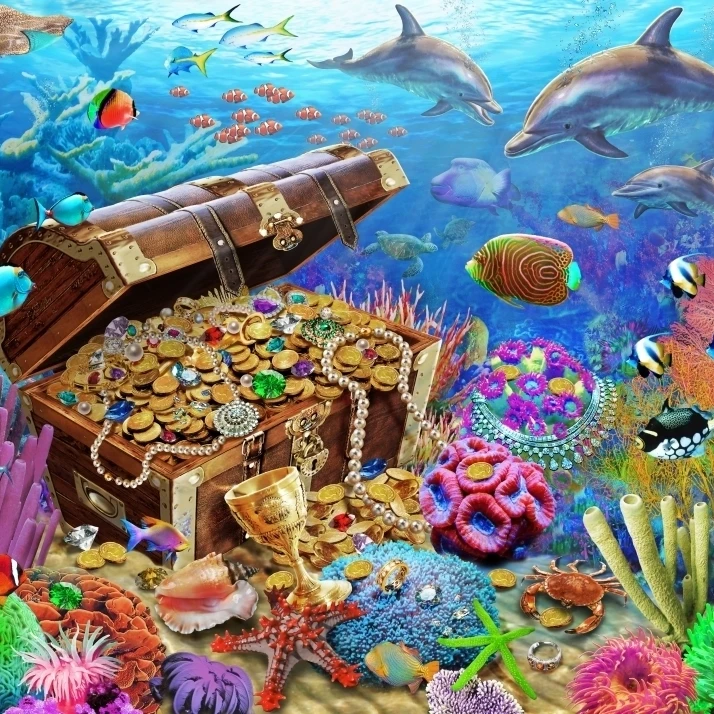 Undersea Treasure (вариант 1) постер печать Адриана честермана (18x9) | Дом и сад