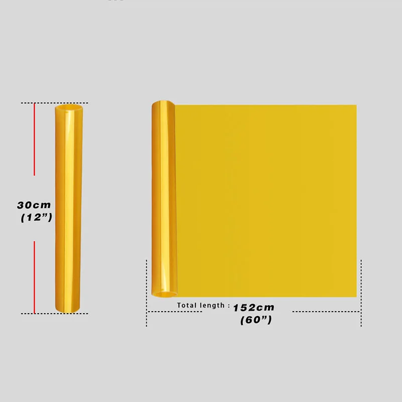 

12"x60" Light Smoke Tint Headlight Taillight Fog Light Vinyl Film Golden Yellow