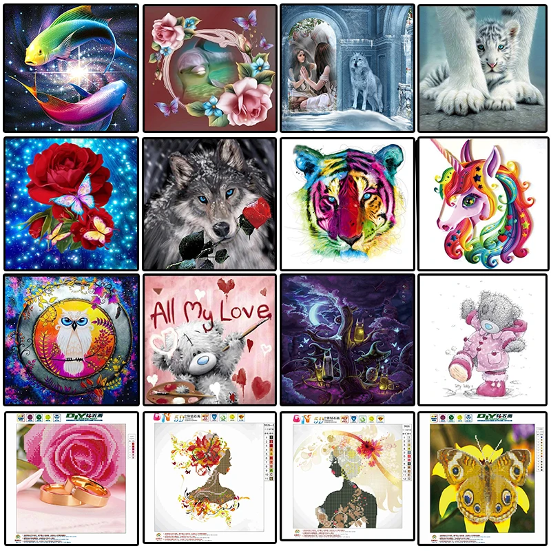 

Fashion 5D Diy Diamond Painting Cross Stitch Kit Home Animal Landscape Character Wall Stickers Mosaic Embroidery Painting
