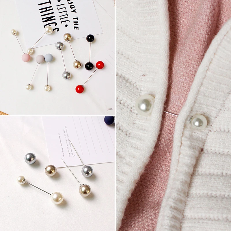 Модные жемчужные броши двойные искусственные булавки высококачественные