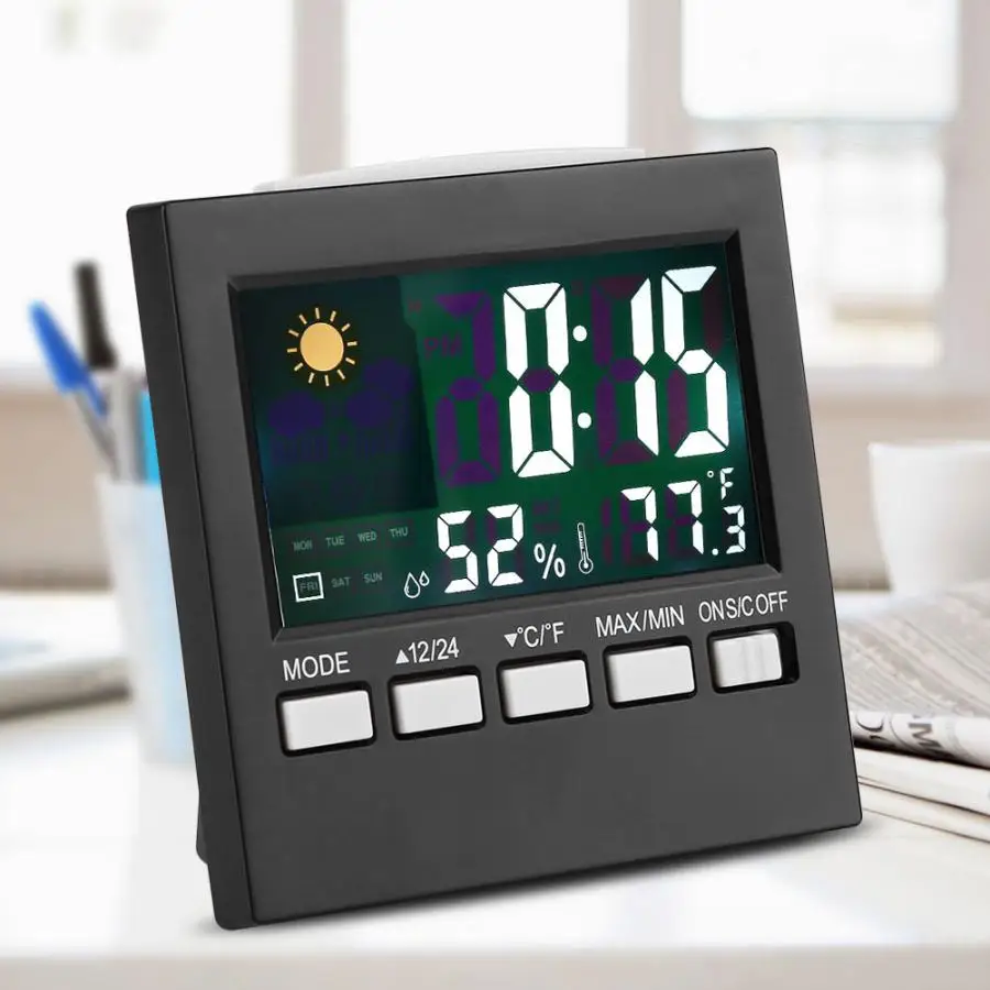 

Digital LCD Thermal Camera Temperature Digital Thermomer Weather Display Meter Indoor Outdoor Tester Alarm Clock