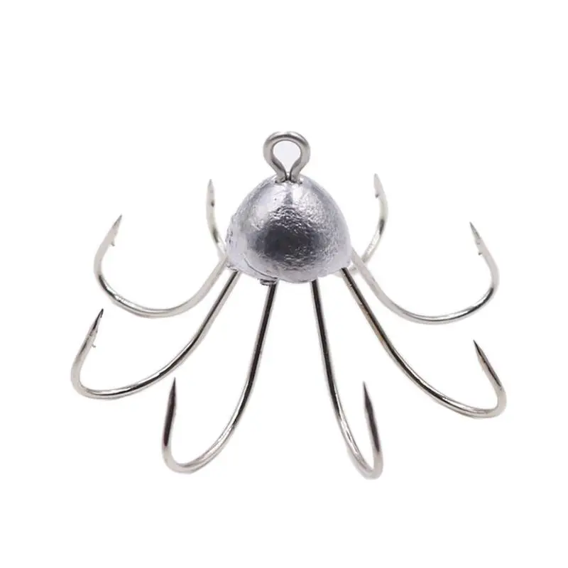 

High Carbon Steel Octagonal Hook Five Anchor Fish Hooks Fishing Gear Accessories Squid Hook Fishing Hooks