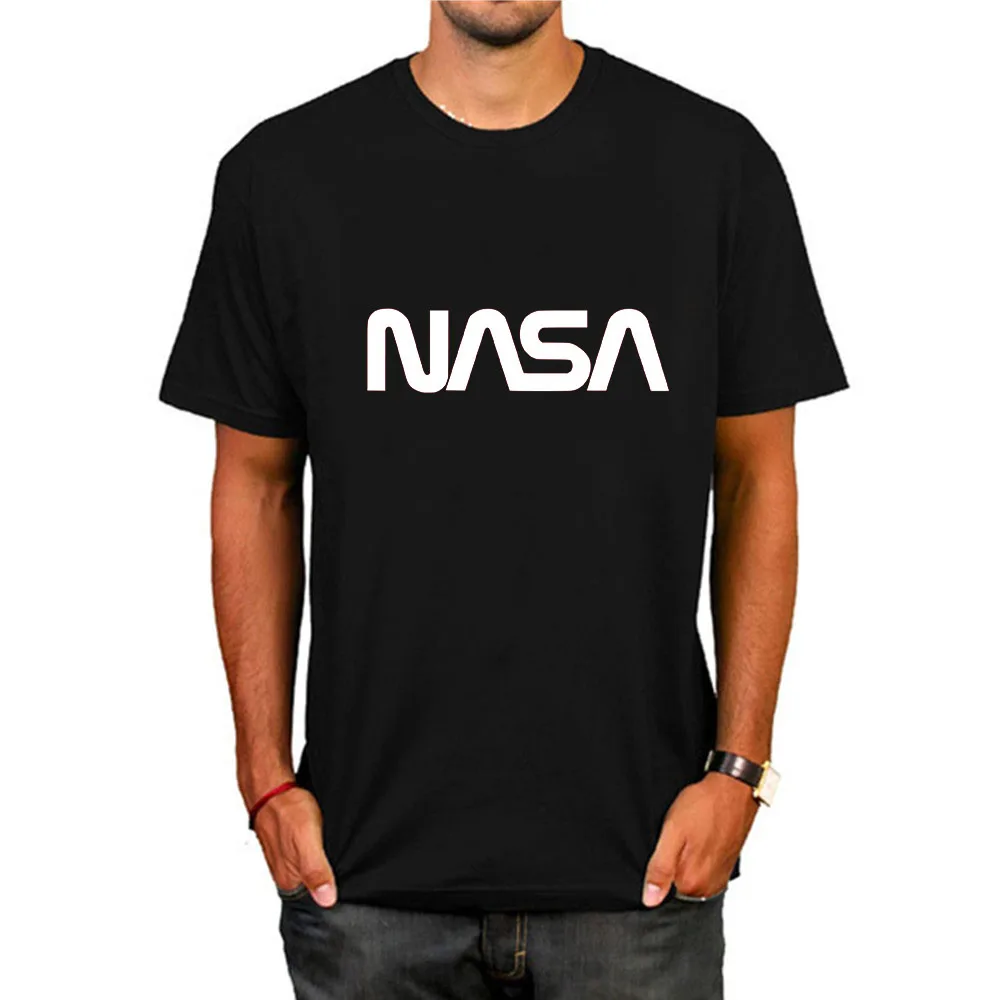 

NASA Black Simple Letter Print Summer Men Sports Tops T-shirt