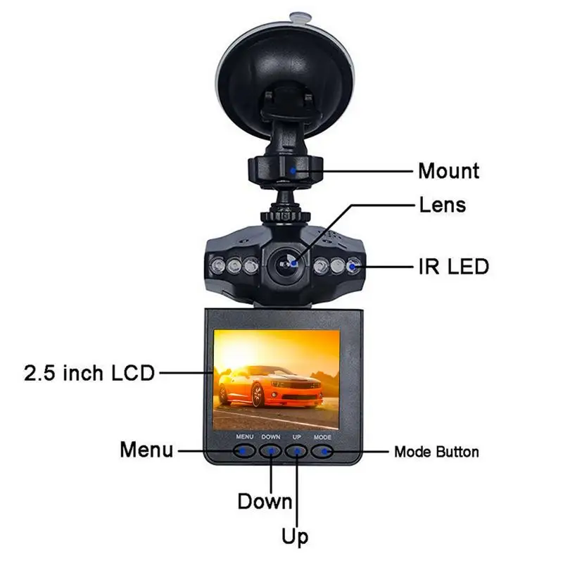 

2019 Auto Parts 2.4 Inch Dash Dam Car Camera DVR 270 Degrees Whirl Dash Cam LED IR Light Vehicle Road Dash Video Recorder