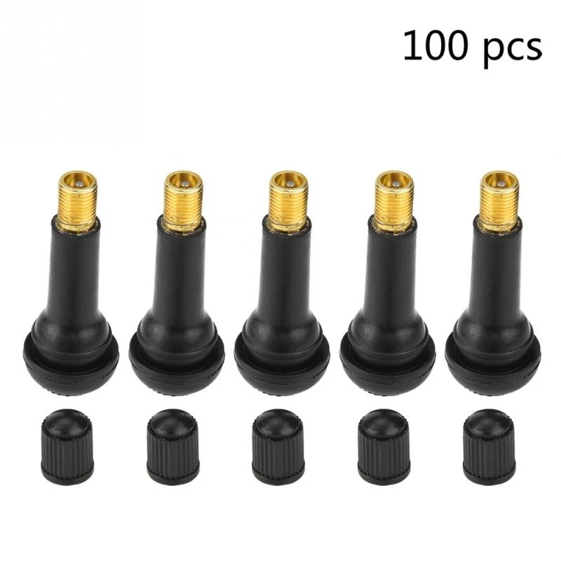 CAPS 100 X TR414 NEW CAR RUBBER TUBELESS TYRE WHEEL VALVES SNAP IN VENTILS