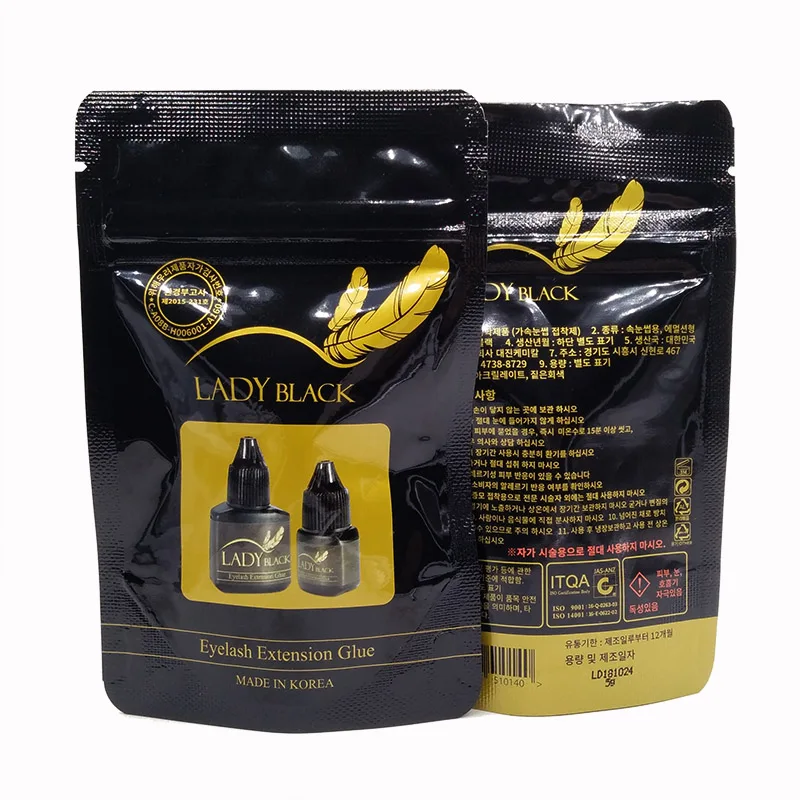 

Free shipping fast dry 2-3s lady black glue With Sealed Bag for eyelash extensions 1 bottles/lot 5ml low irritation low fume