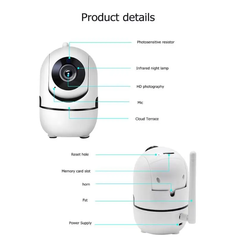 

1080P 2MP AU Wireless WiFi Web Camera Motion Tracking Voice Intercom Support TF Card Home Security Webcam Baby Monitor Camcorder