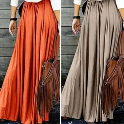 Горячая Распродажа модная женская длинная юбка богемная Высокая талия плиссированная юбка женская Повседневная элегантная длина до пола