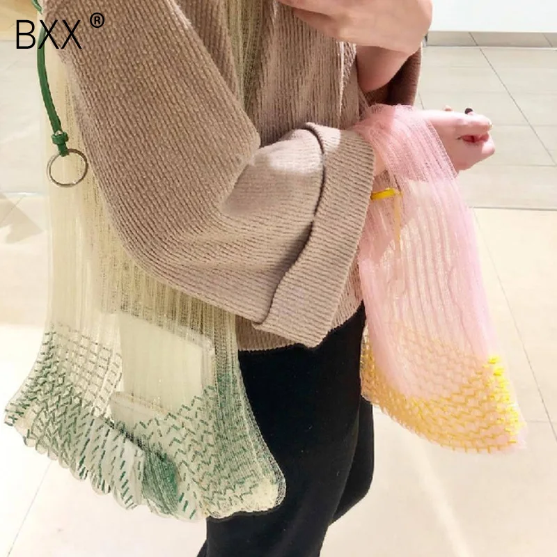 

[BXX] 2019 New Woman Spring Summer Personality Tide Unique Design Blue Color Fishing Net High Capacity Sturdy Handbag LM725