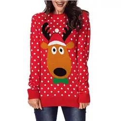 Новинка 2018 года, рождественский стиль, европейский и американский пуловер с длинными рукавами и принтом, флисовый Рождественский пуловер с