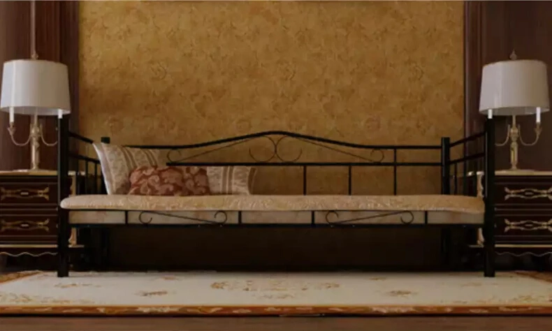 Black Single Day Bed Metal Beds Home Furniture iron bed single/double bed wholesale 90 x 200 cm