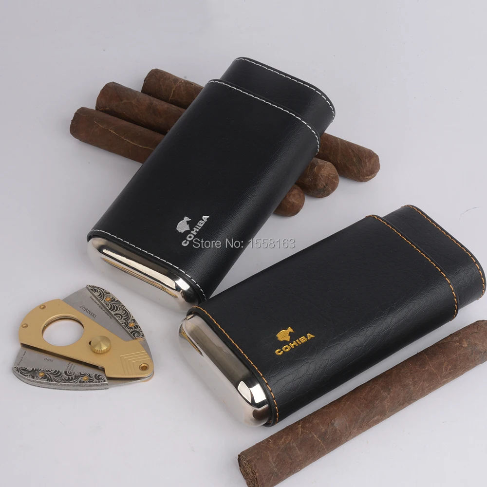 Кожаный чехол COHIBA с 3 пальцами и сигарным покрытием изображением кедра золотого