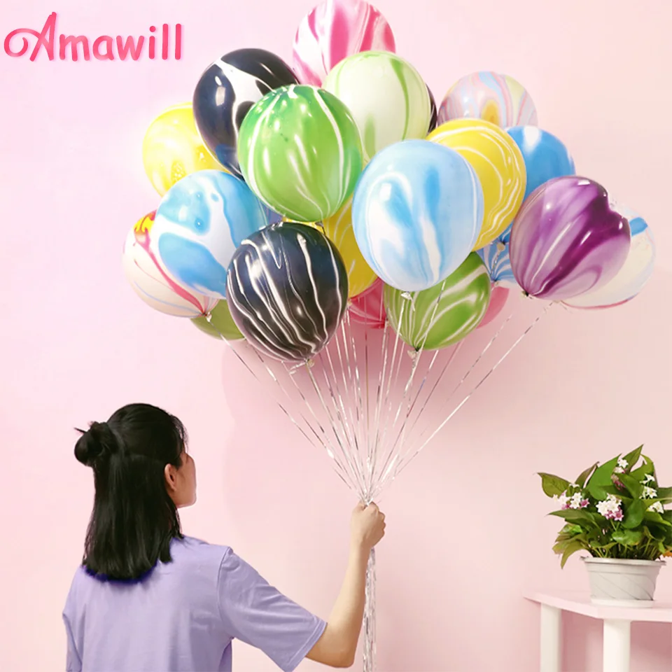 Amawill 10 шт. Агатовые мраморные Воздушные шары Красочные латексные воздушные для