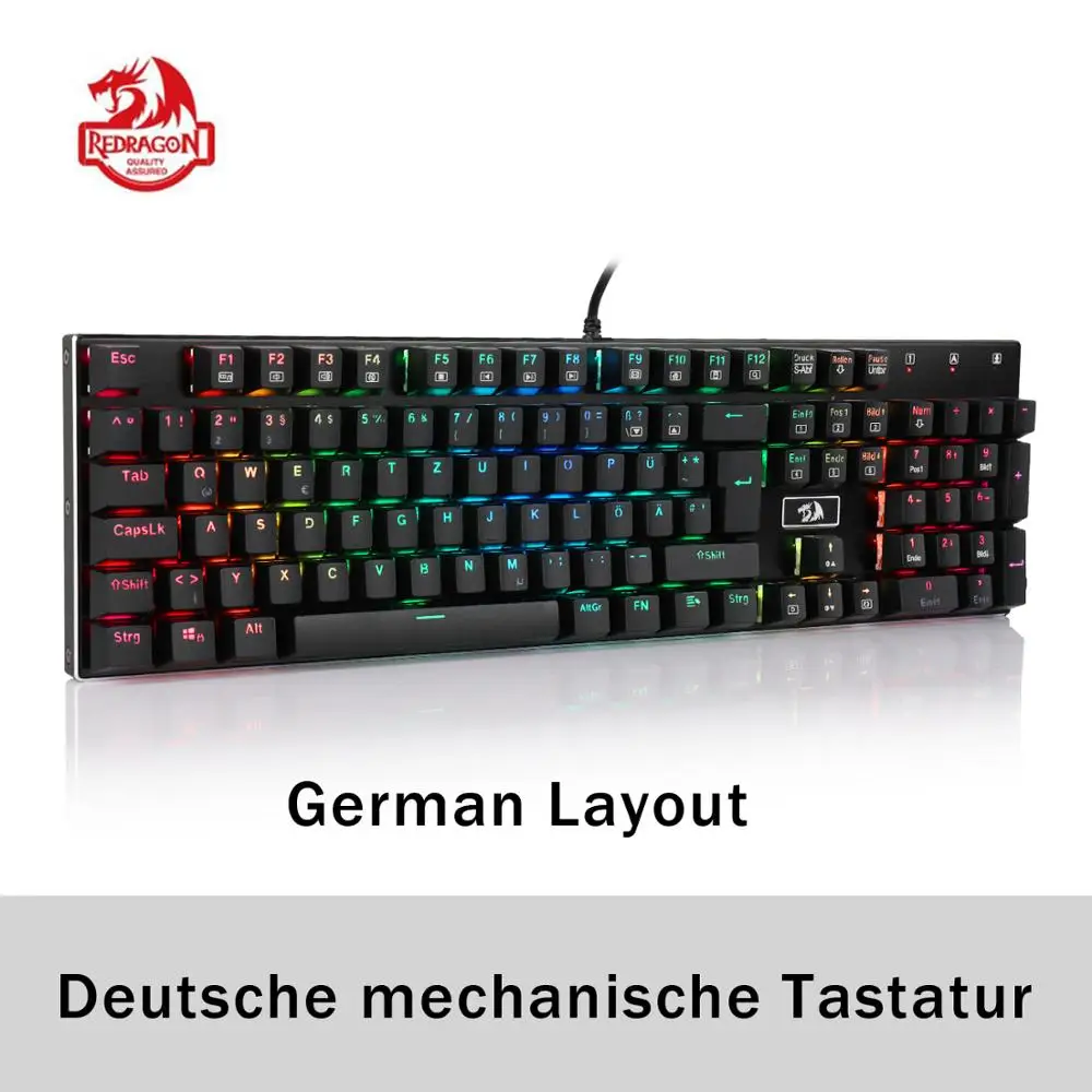 Redragon K556 German Layout Mechanical Gaming Wired Keyboard Brown