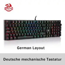 Redragon K556 German Layout Mechanical Gaming Wired Keyboard Brown Switch RGB LED Backlit 104 Standard Keys for Gamer Office