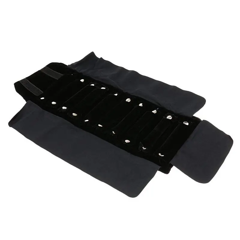 

Jewelery roll Jewelery bag, made of flannel, for ring, for jewelry storage when traveling - Black, Small