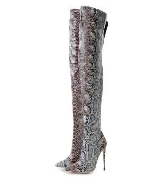 Mince Hauts Imprimer Nouveau Bottes Cuissardes Personnalisé Longues 2018 Le D'hiver Dame Femmes Bout 42 Talons Faire Serpent Pointu Sur Hautes dPXx0qI
