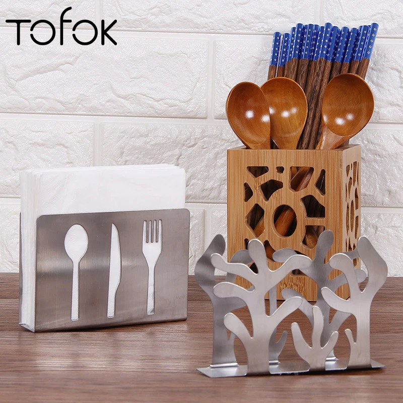 

Tofok Stainless Steel Napkin Holder Standing Type Sink Draining Brush Sponge Cleaning Cloth Towel Storage Rack Table Organizer
