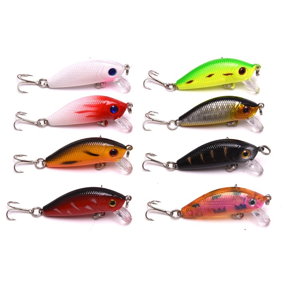  SEWS-8Pcs 5 Cm 3.6G Swim Fish Fishing Lure Artificial Hard Crank bait Top water Wobbler Japan Mini 