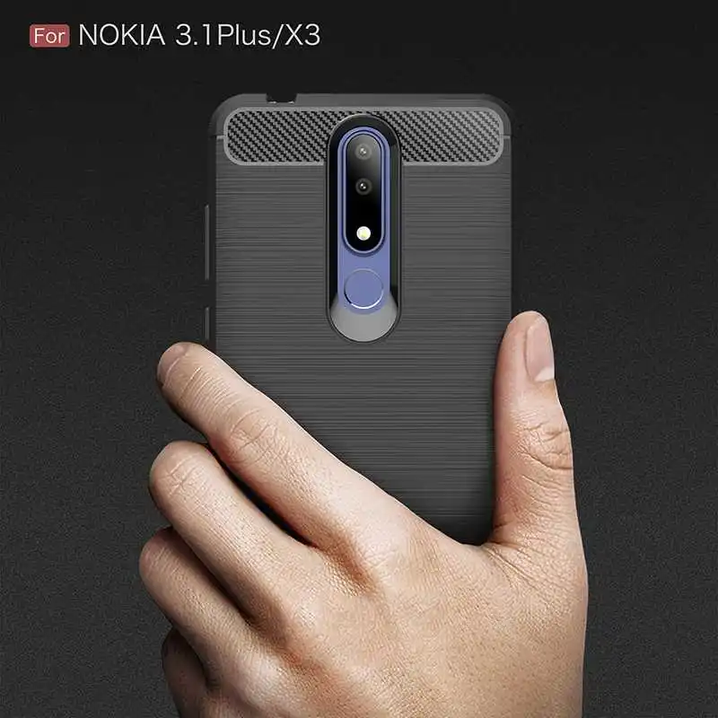 Противоударный мягкий силиконовый чехол из углеродного волокна и ТПУ для Nokia 3 1
