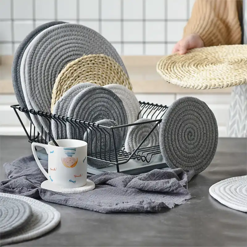 Rattan Coaster Drink Hot Pan Pot Set Mat Woven Natural Bowl Handmade Kitchen x 1