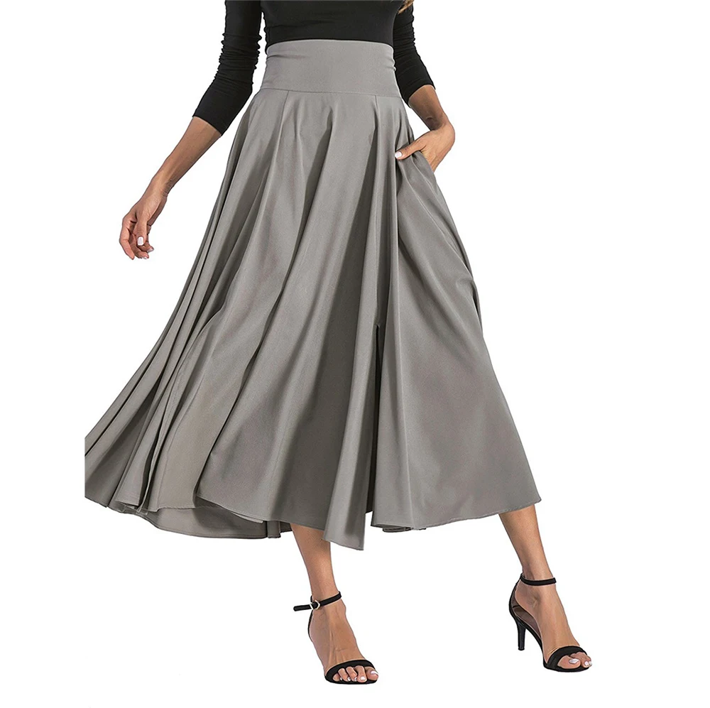 Английский стиль элегантный выбор покупок плиссированные до щиколотки в стиле ампир длинная юбка